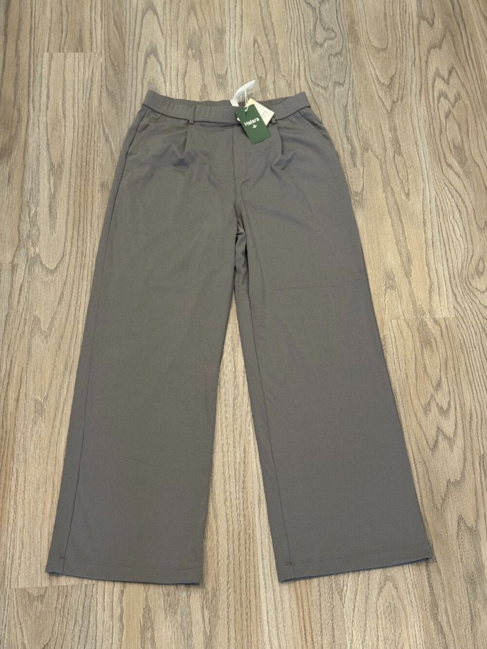 NWT Halara High Waisted Wide Leg Work Pants Gray Stretch Office Travel Large